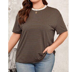 LUNE Striped Round Neck Short Sleeve T-Shirt